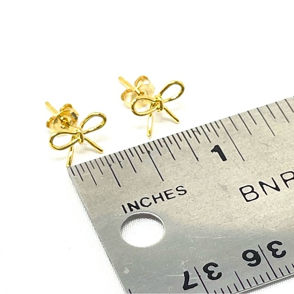 New Anthropologie Gold Bow Stud Post Earrings - Picture 4 of 4